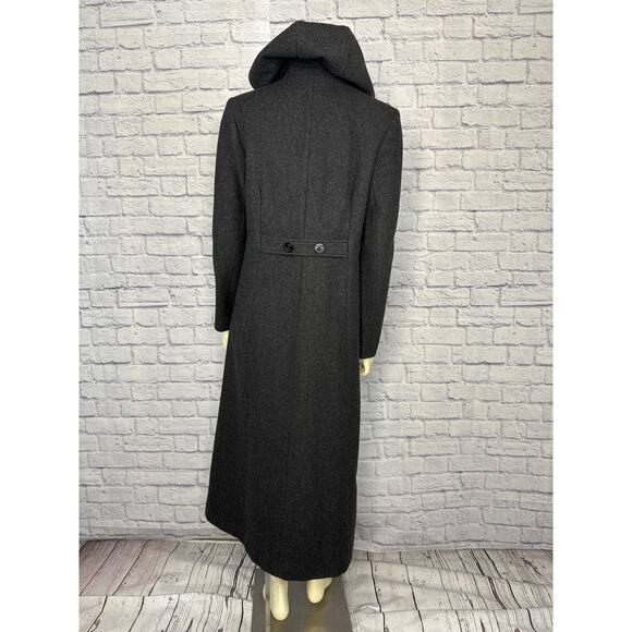 American Vintage 90s Jason Kole hooded double breasted gray long pea coat size 4 - Picture 6 of 13